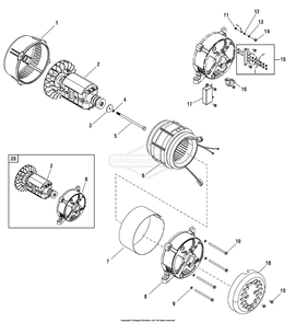 Alternator (030395 030396 030397) Diagram and Parts List for 038029-00  Briggs and Stratton Generator
